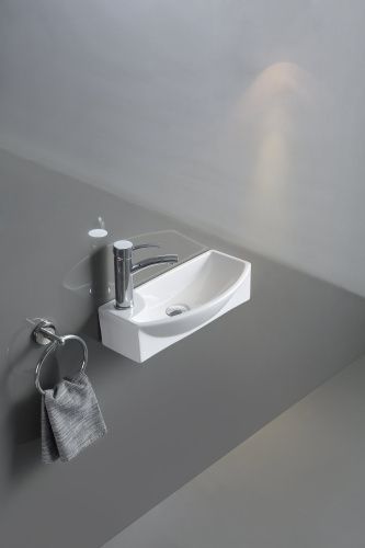 Раковина из сантехнического фаянса CeramaLux 7946R 50х20 подвесная цвет белый 1 отверстие под смеситель