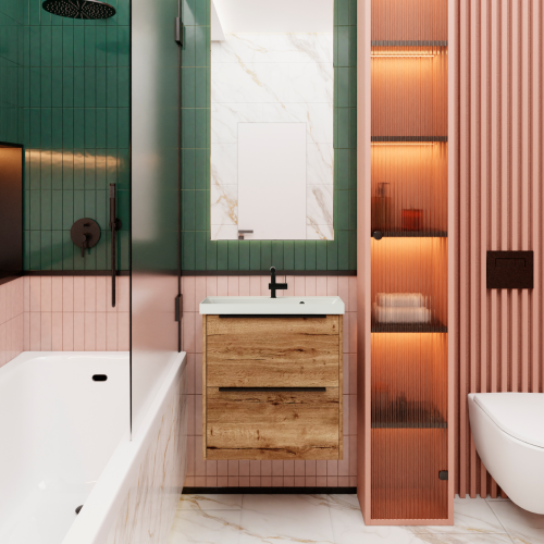 Тумба с раковиной La Fenice TESORO NFNC-01-TES-DGT-60-2-3-60 60х50 подвесная цвет коричневый