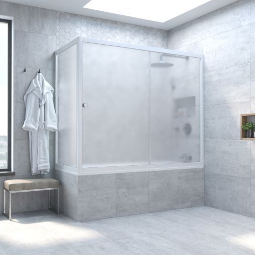 Душевая шторка на ванну Vegas-Glass ZV+ZVF TUR+NOVO ZV+ZVF NOVO 190*85 01 10 190х140 стекло матовое профиль белый ориентация универсальная