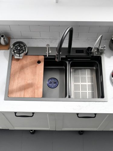 Кухонная мойка Esbano CASCADE-2 ESMKCASC2 75х45 цвет оружейная сталь поверхность матовая