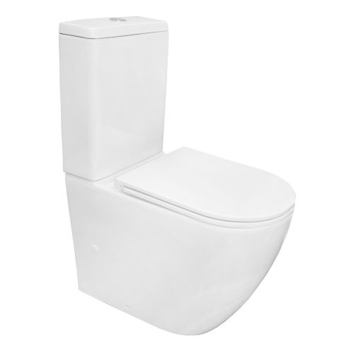 Унитаз-компакт напольный с бачком Azario AZ-2141 UQ1 белый с сиденьем микролифт безободковый смыв торнадо