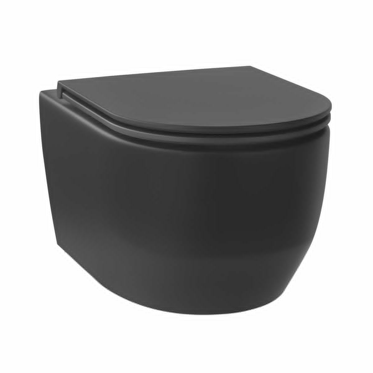 Унитаз подвесной Wellsee Croquis 182613001 черный с сиденьем микролифт безободковый смыв торнадо