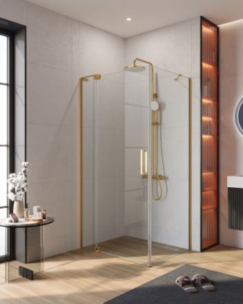 Душевой уголок Cezares SLIDER SLIDER-AH-1-80-90/100-C-BORO 90х80 стекло прозрачное профиль золото без поддона