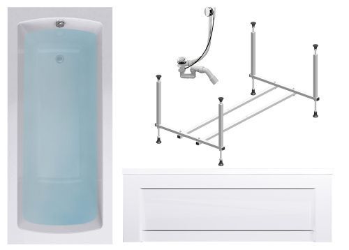 Ванна акриловая Timo RITTA RITTA1880-KT18-SPV1505-FP18H 180х80 пристенная прямоугольная с каркасом