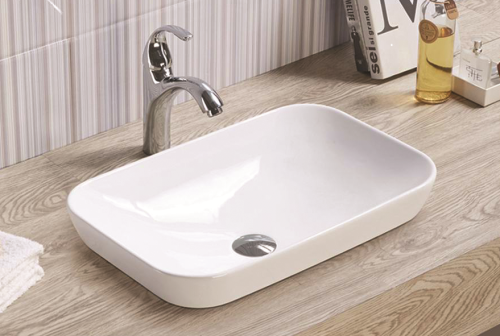 Раковина из сантехнического фаянса CeramaLux E408D 50х30 накладная цвет белый без отверстий под смеситель