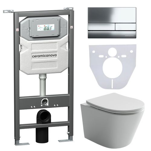 Инсталляция с кнопкой + унитаз + шумоизоляция Ceramica Nova CN6000_1002CH_1000