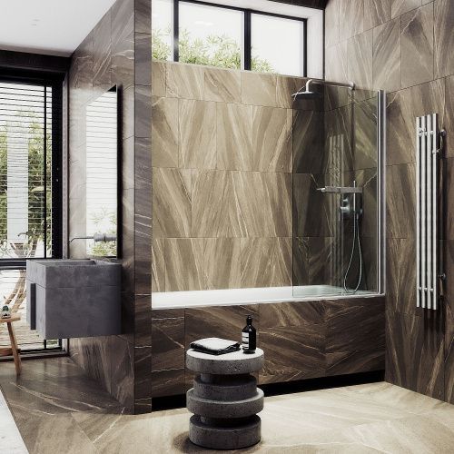 Душевая шторка на ванну Maybah Glass MGV-782-5 70х140 стекло прозрачное профиль хром ориентация универсальная