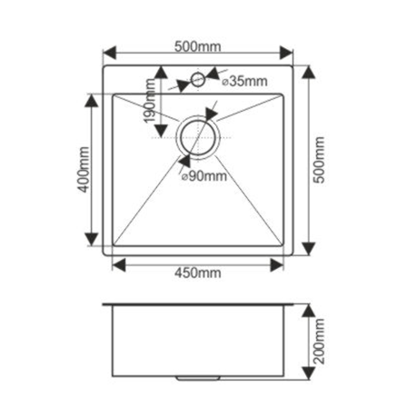 Кухонная мойка Melana ProfLine D5050H сатин 50х50 цвет серый поверхность матовая - фото 2