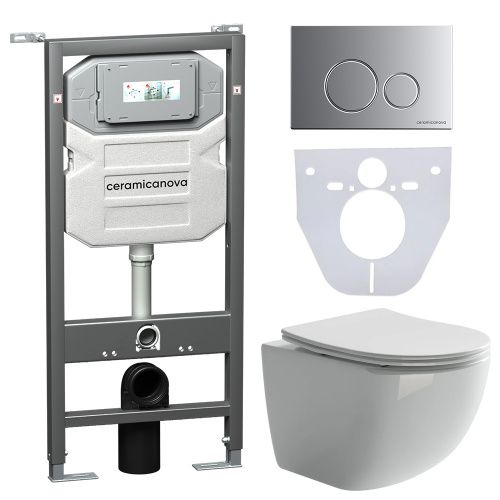 Инсталляция с кнопкой + унитаз + шумоизоляция Ceramica Nova CN3009_1001M_1000