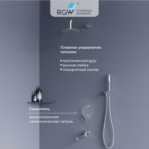 Душевая система RGW Shower Panels 51140855-01 встраиваемая в стену цвет хром