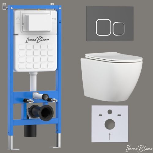 Комплект унитаз с инталляцией и клавишей смыва Iberica Blanca BILBAO ALTO IB001.BLA.231.837