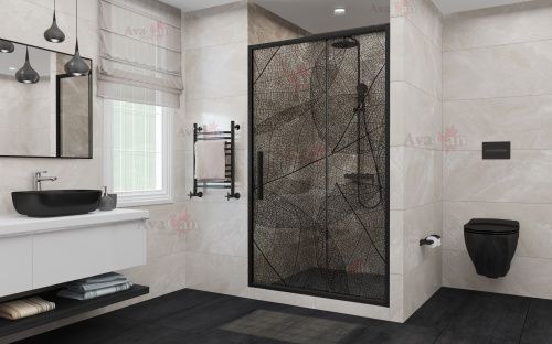 Душевая дверь AvaCan FB120 140х195 стекло тонированное профиль черный