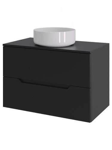 Тумба с раковиной Orange Line Li-70TubMDF+B09-360W 70х50 подвесная цвет черный