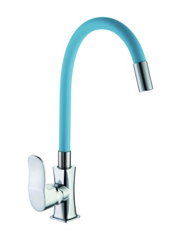 Смеситель для кухни D-Lin D155318-6 на мойку хром/синий