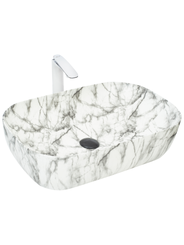 Раковина из сантехнического фаянса WeltWasser WW SK 10000004554 40 см накладная цвет белый/серый без отверстий под смеситель