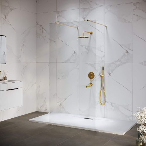 Душевая перегородка RGW Walk In 35101614-16 140х195 стекло прозрачное профиль золото