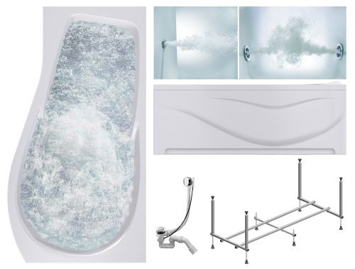 Ванна акриловая гидромассажная Timo VINO VINO1792R-KTVINO17-SPV1505-T-CM-T-BM-FPVINO17R 170х90 пристенная асимметричная с каркасом