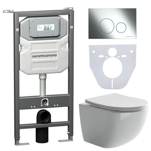 Инсталляция с кнопкой + унитаз + шумоизоляция Ceramica Nova CN3009_1001CH_1000