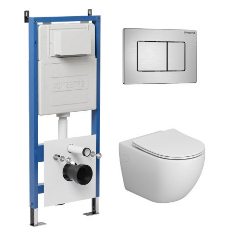 Инсталляция + кнопка смыва + унитаз Grossman Classic 97.4411S.04.12M