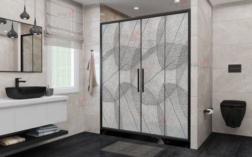 Душевая дверь AvaCan FB2-190MT 210х195 стекло матовое профиль черный