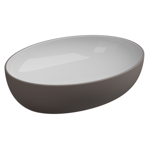 Раковина керамическая GSG Ceramic Design Easy EALAVOV55BI000/029 60х40 накладная цвет белый/коричневый без отверстий под смеситель