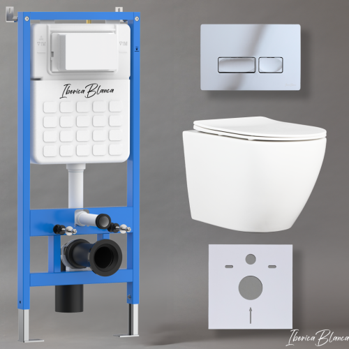 Комплект унитаз с инталляцией и клавишей смыва Iberica Blanca BILBAO ALTO IB001.BLA.231.213