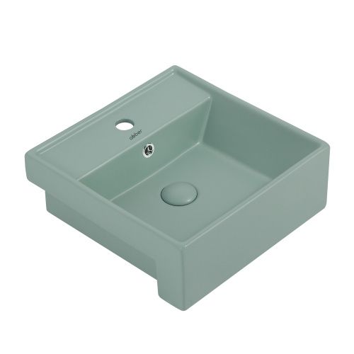 Раковина из сантехнического фаянса Abber RECHTECK AC2208MCG 40х40 накладная цвет зеленый 1 отверстие под смеситель