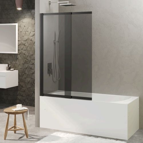 Душевая шторка на ванну Berges RIVER 065018 60х145 стекло тонированное профиль черный ориентация универсальная