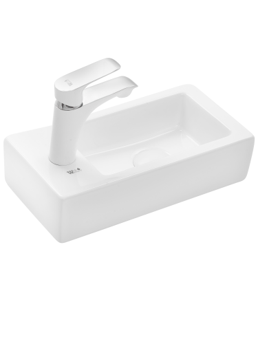 Раковина из сантехнического фаянса WeltWasser WW SK 10000003872 40х20 подвесная цвет белый 1 отверстие под смеситель