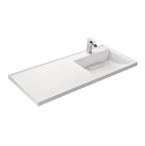 Раковина из искусственного камня Aquaton Лондри 1A72243KLH010 120х50 накладная цвет белый 1 отверстие под смеситель