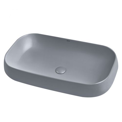 Раковина из сантехнического фаянса Abber RECHTECK AC2210MG 70х40 накладная цвет серый без отверстий под смеситель