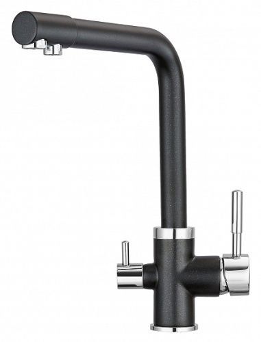 Смеситель для кухни Granula 2015 Шварц+АКС-002 на мойку черный