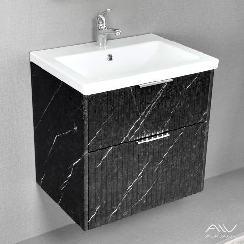 Тумба с раковиной Alavann Anna ALV1164000 60х50 подвесная цвет черный