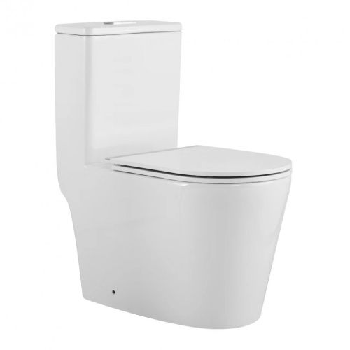 Унитаз напольный с бачком CeramaLux TR2178MN белый с сиденьем микролифт безободковый смыв торнадо