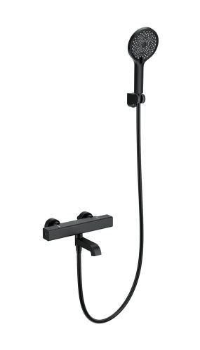 Смеситель для ванны Wonzon & Woghand Stay WW-B2016-A1-MB настенный черный с термостатом