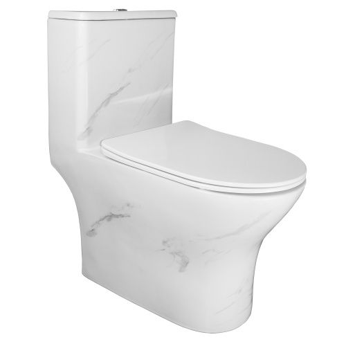 Унитаз напольный с бачком Azario AZ-8618M белый с сиденьем микролифт безободковый каскадный смыв