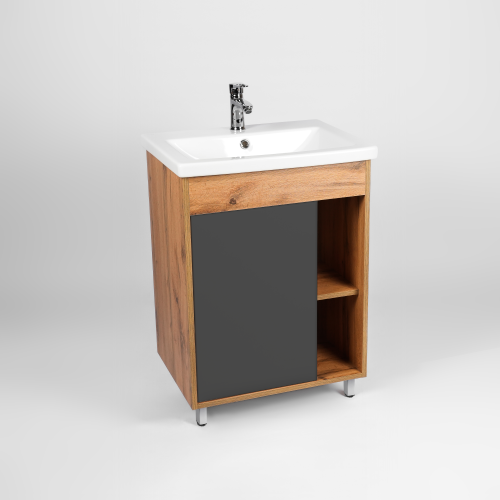 Тумба под раковину Viant Бостон VBOS50COG-T1ST 50х40 напольная цвет серый/коричневый