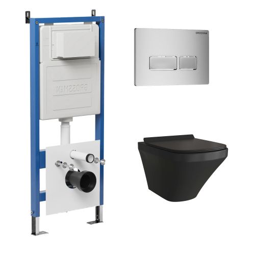 Инсталляция + кнопка смыва + унитаз Grossman Pragma 97.4440BMS.03.110