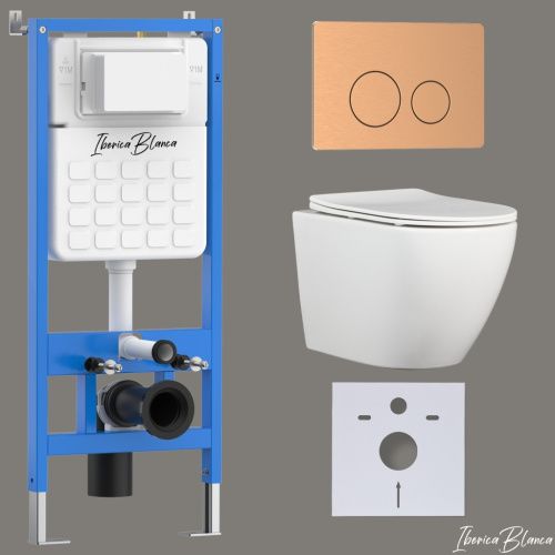 Комплект унитаз с инталляцией и клавишей смыва Iberica Blanca BILBAO ALTO IB001.BLA.231.8172