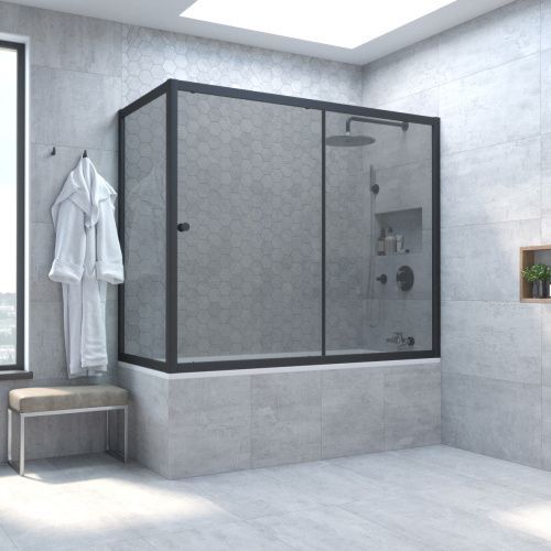 Душевая шторка на ванну Vegas-Glass ZV+ZVF TUR+NOVO ZV+ZVF NOVO 190*90 02М 07 190х140 стекло тонированное профиль черный ориентация универсальная