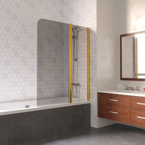 Душевая шторка на ванну Vegas-Glass E2V LUX ST E2V LUX ST 115 09 07 R 115х150 стекло тонированное профиль золото ориентация правая