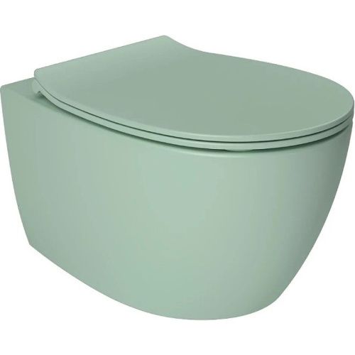 Чаша унитаза подвесная Allen Brau Fantasy 4.11004.MT цвет зеленый без сиденья безободковая каскадный смыв