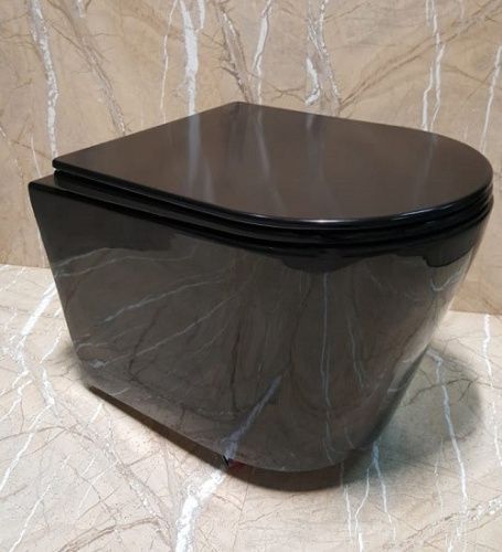 Унитаз подвесной CeramaLux 5178-18 черный с сиденьем микролифт безободковый каскадный смыв