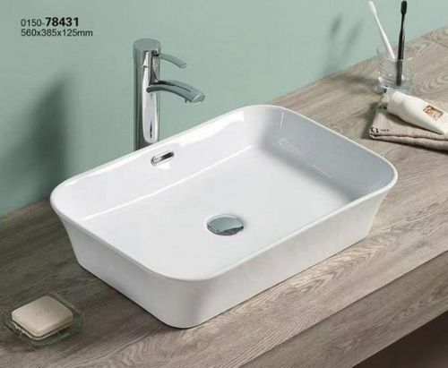 Раковина из сантехнического фаянса CeramaLux 78431 60х40 накладная цвет белый без отверстий под смеситель