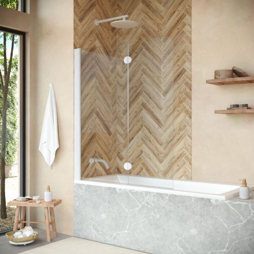 Душевая шторка на ванну Vegas-Glass E2V+E2V NOVO E2V NOVO 120 01 01 L 120х140 стекло прозрачное профиль белый ориентация левая