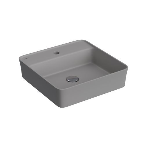 Раковина из сантехнического фарфора Berges Ego SL 182064 50х50 накладная цвет серый 1 отверстие под смеситель