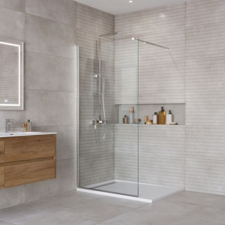 Душевая перегородка BelBagno KRAFT KRAFT-L-1-90-C-Cr 90х195 стекло прозрачное профиль хром