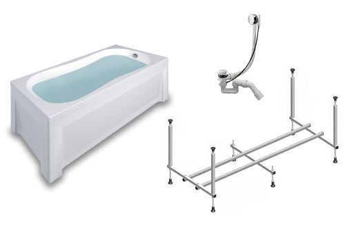 Ванна акриловая Timo INKA INKA1770-KT17-SPV1505-FP17S-TP70S 170х70 пристенная прямоугольная с каркасом