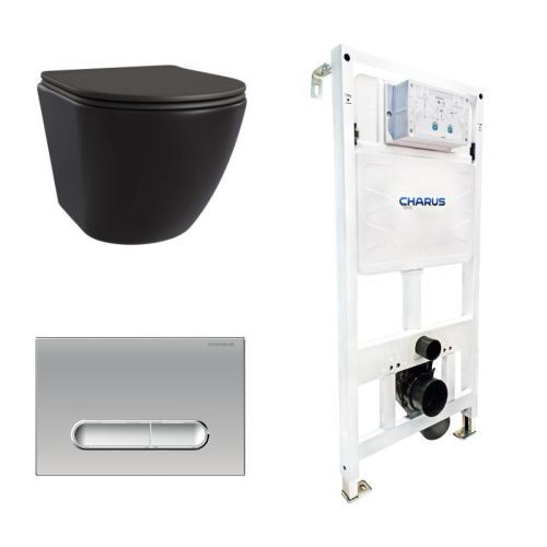 Сет унитаз + инсталляция + кнопка CC.300.80.01+FP.340.46.01+AM25010 Nero