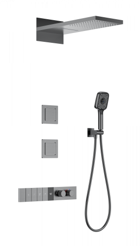 Душевая система Wonzon & Woghand WW-D4538-A-BGG встраиваемая в стену цвет серый с термостатом